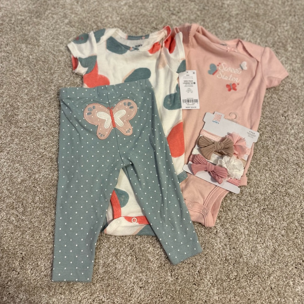 6 Month Butterfly Bundle and Matching Headband Bows